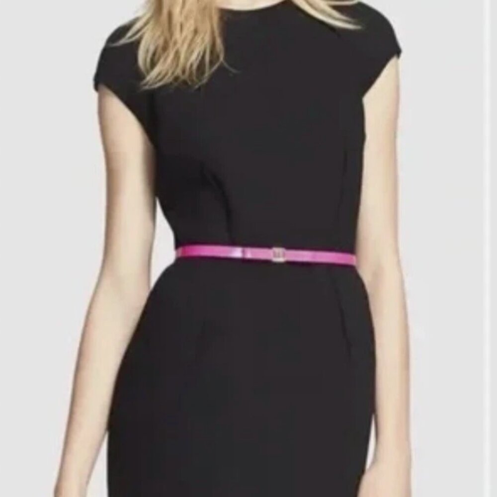 Ted Baker Rozean Black Pleated Petal Cafe Back Black Dress